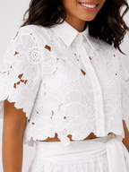 Ensemble fluide en dentelle florale pour femme