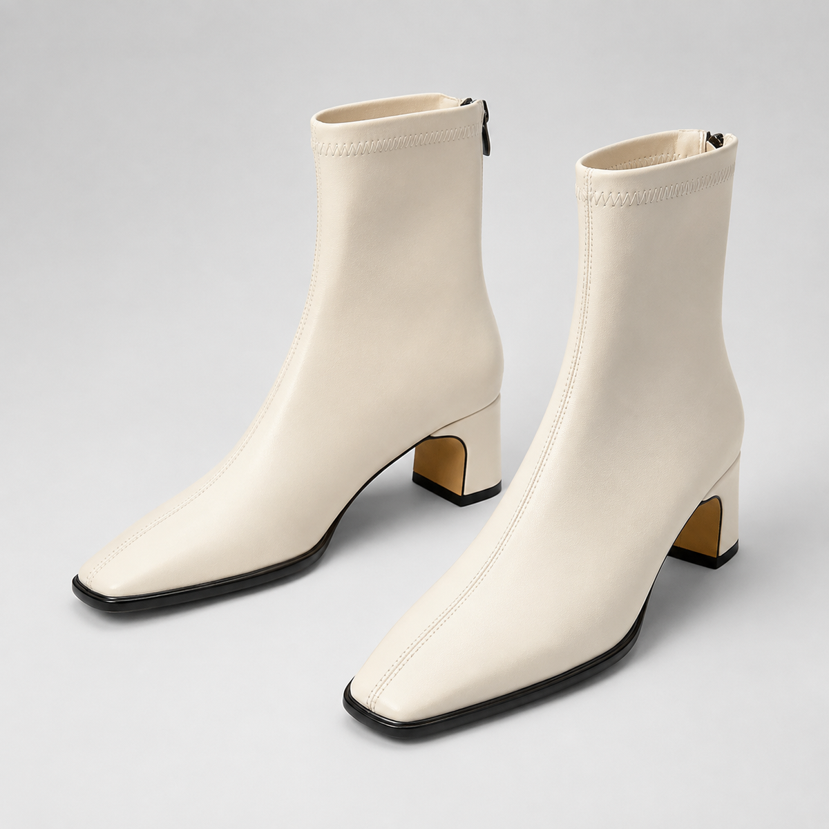 Bottines femme à bout carré et talon bloc doublées coton