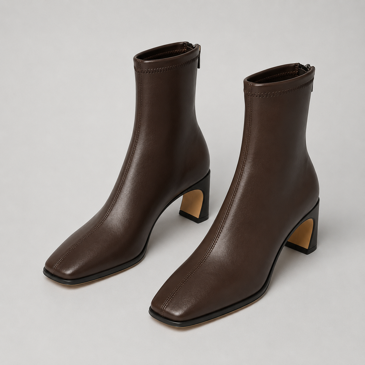 Bottines femme à bout carré et talon bloc doublées coton