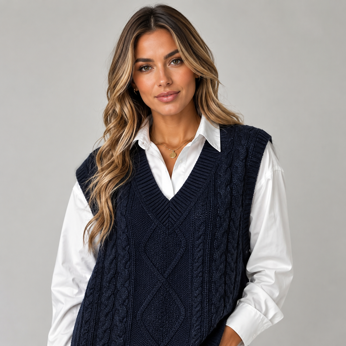 Débardeur en maille côtelée à col V pour femme
