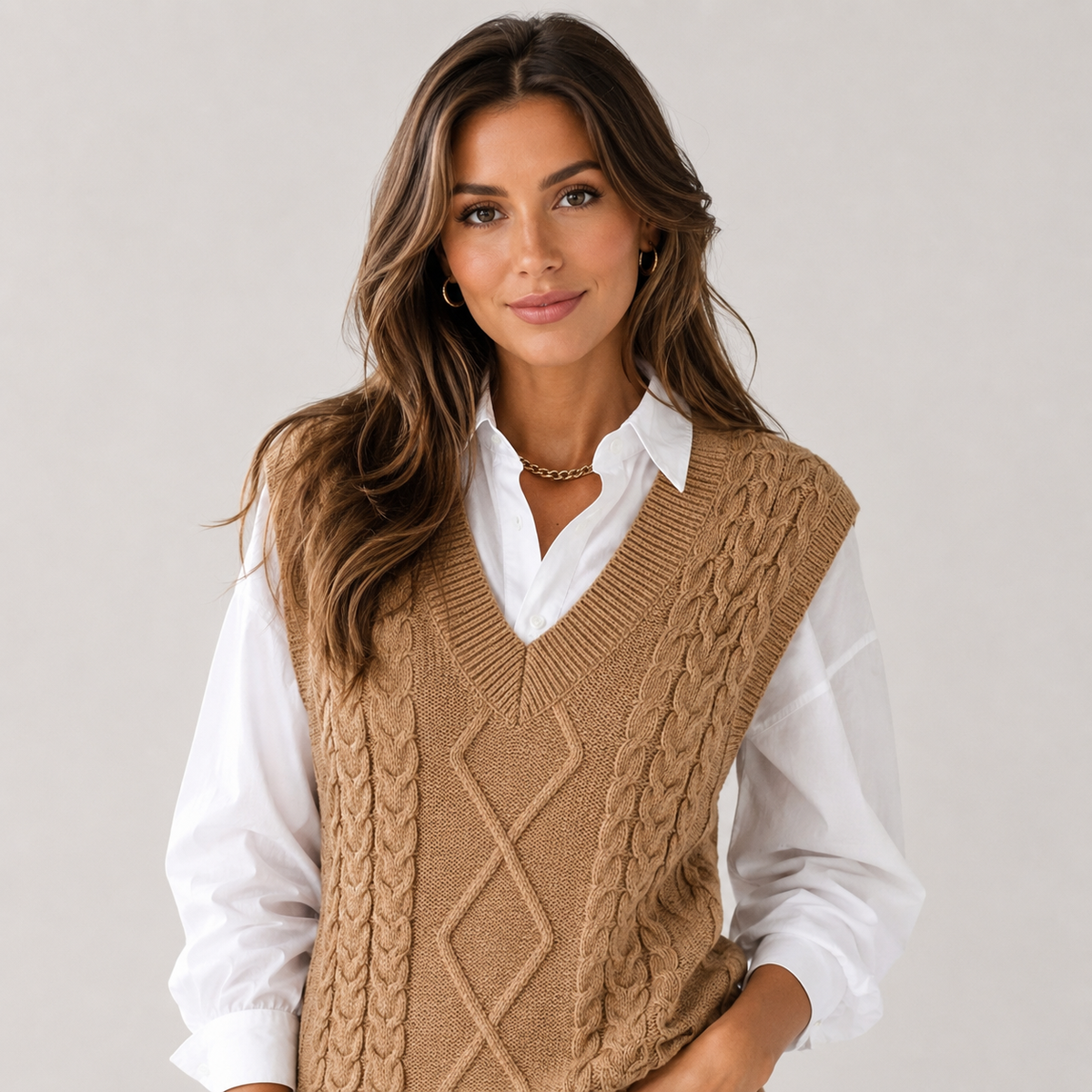 Débardeur en maille côtelée à col V pour femme