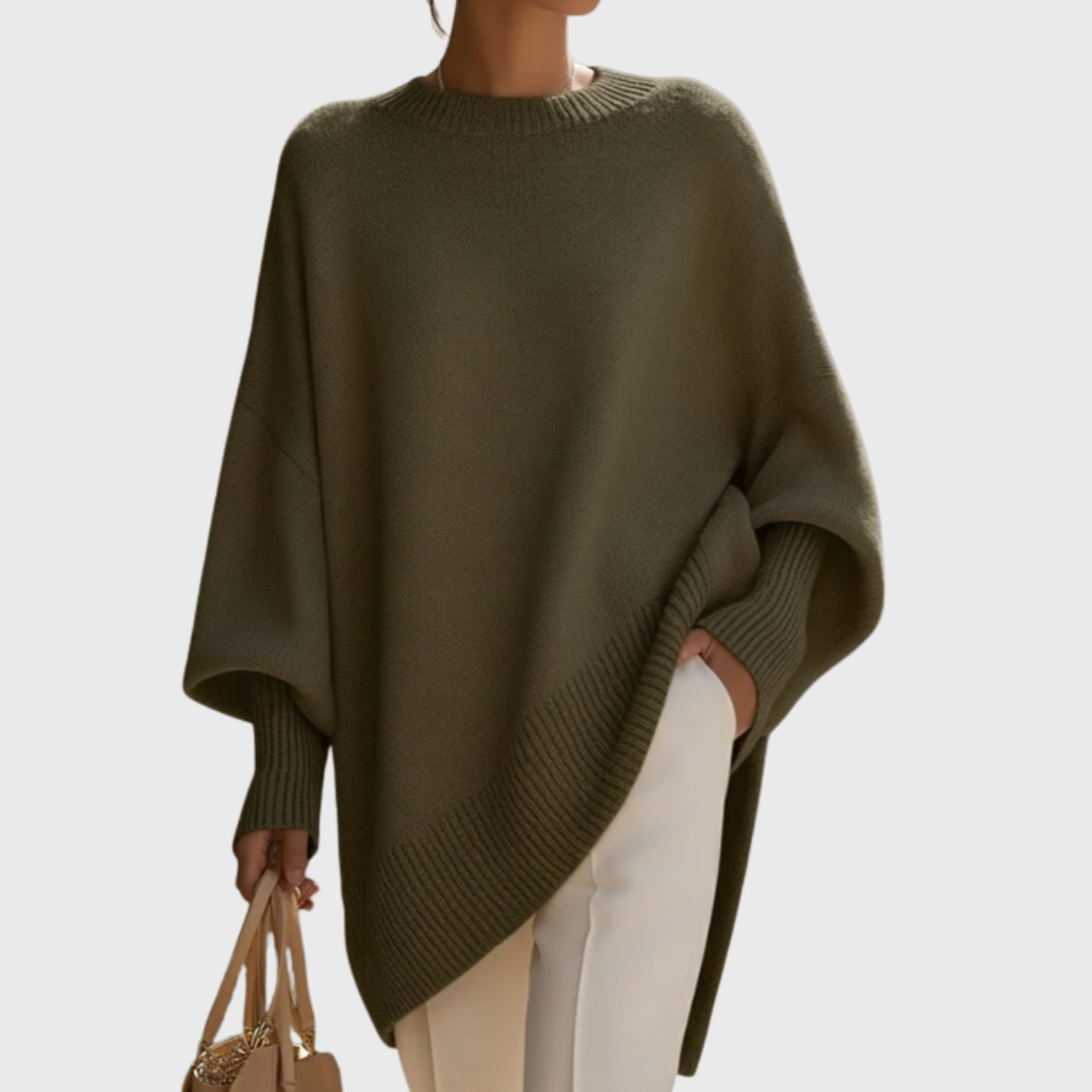 Pull Femme En Maille Douce À Manches Larges Et Coupe Fluide