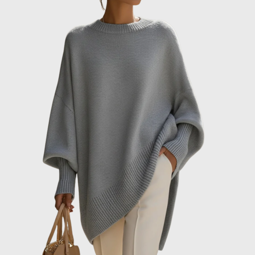 Pull Femme En Maille Douce À Manches Larges Et Coupe Fluide