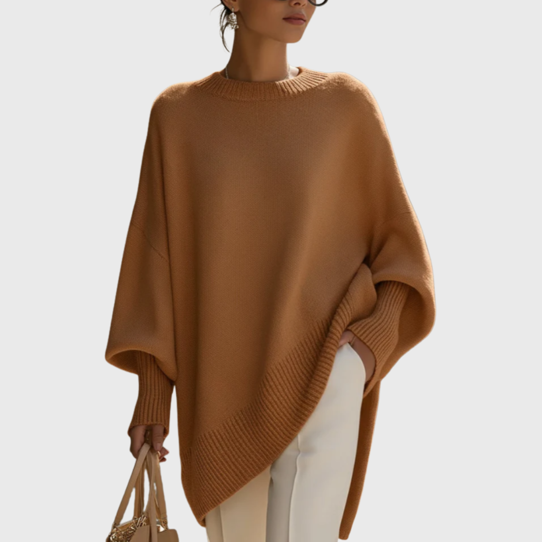 Pull Femme En Maille Douce À Manches Larges Et Coupe Fluide