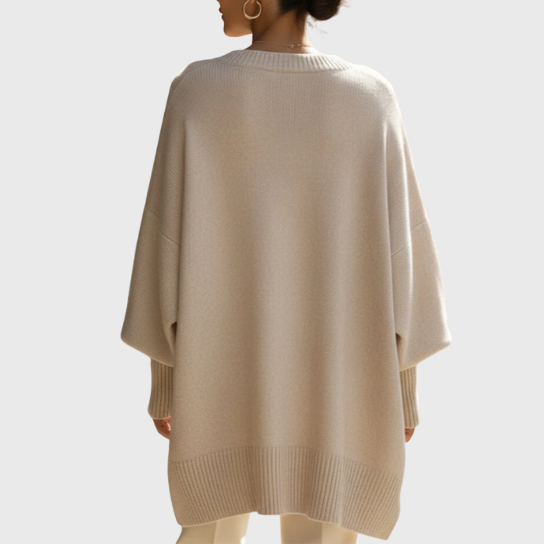 Pull Femme En Maille Douce À Manches Larges Et Coupe Fluide