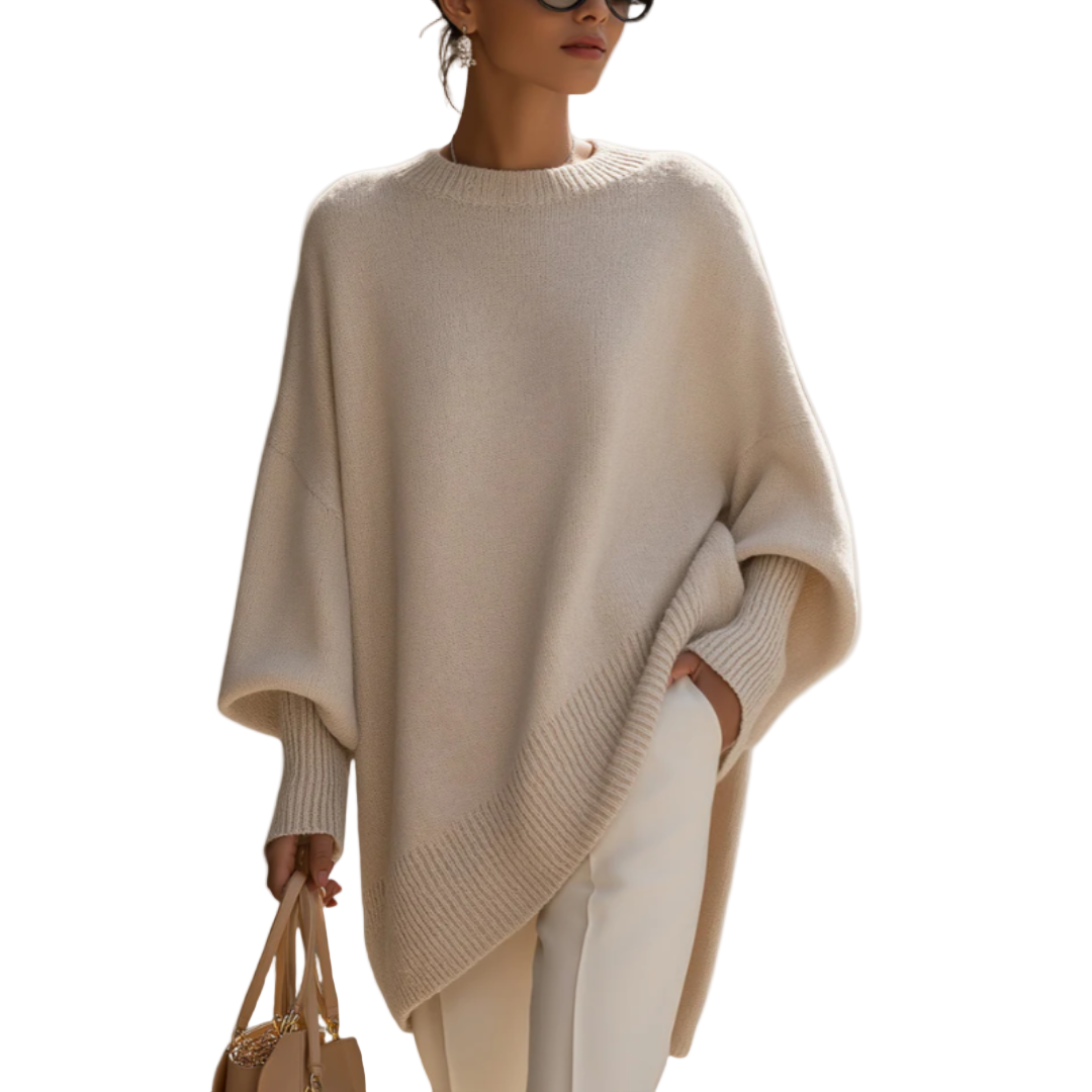 Pull Femme En Maille Douce À Manches Larges Et Coupe Fluide