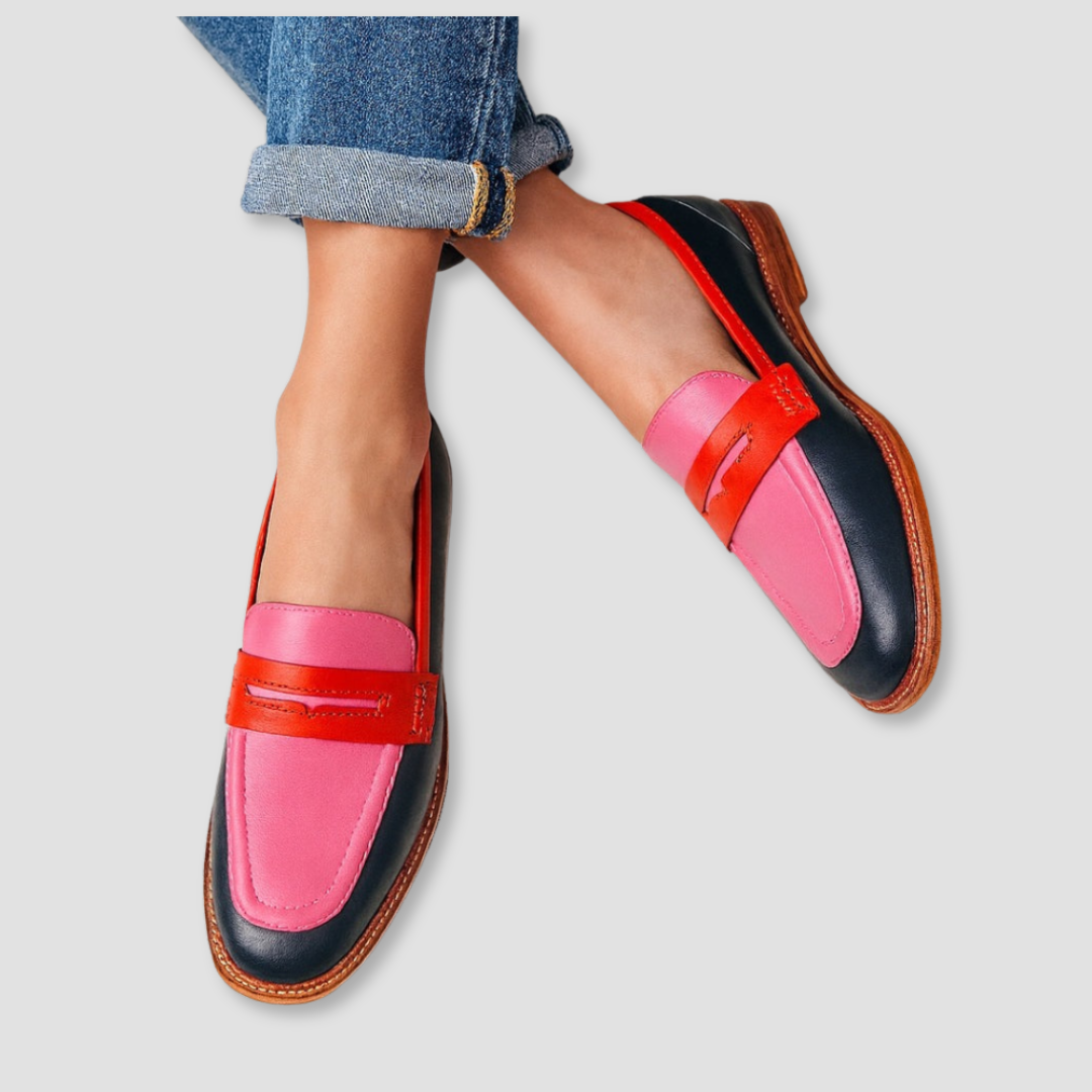 Mocassins Plats Femme À Bout Rond Et Motif Multicolore