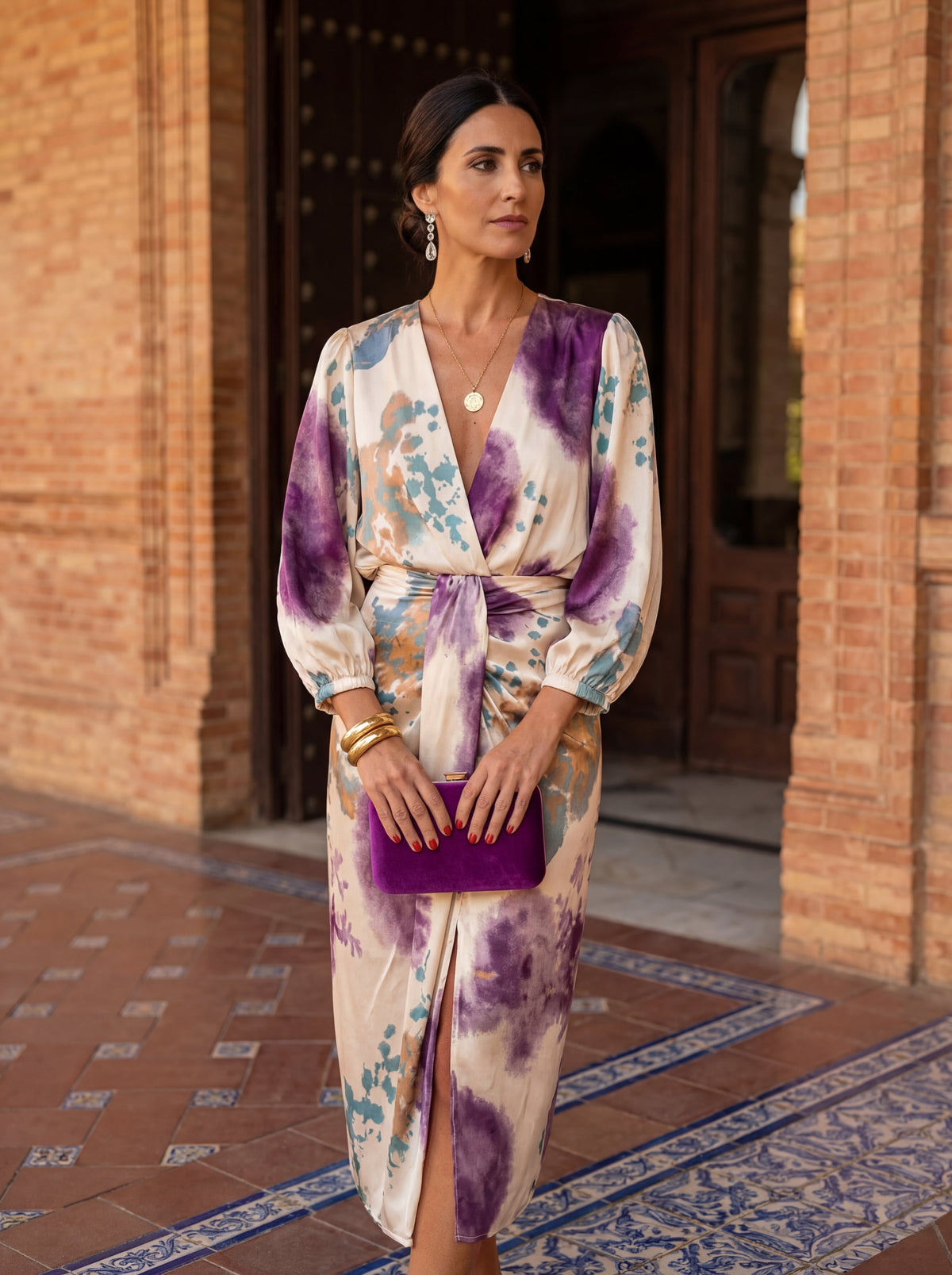 Robe Femme Décolleté En V Croisée Avec Ceinture Réglable