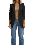 Blazer Femme Drapé Devant Ouvert Et Col À Revers