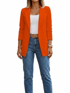 Blazer Femme Drapé Devant Ouvert Et Col À Revers