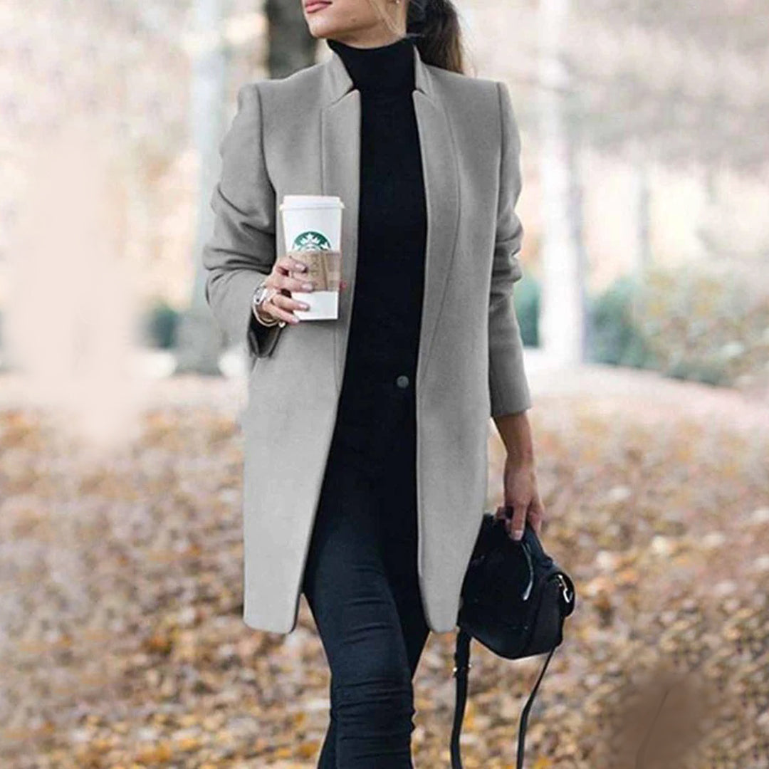 Manteau Long Femme Cintré Et Boutonné Mi-Saison