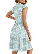Robe Courte Femme À Volants Taille Élastique Et Poches