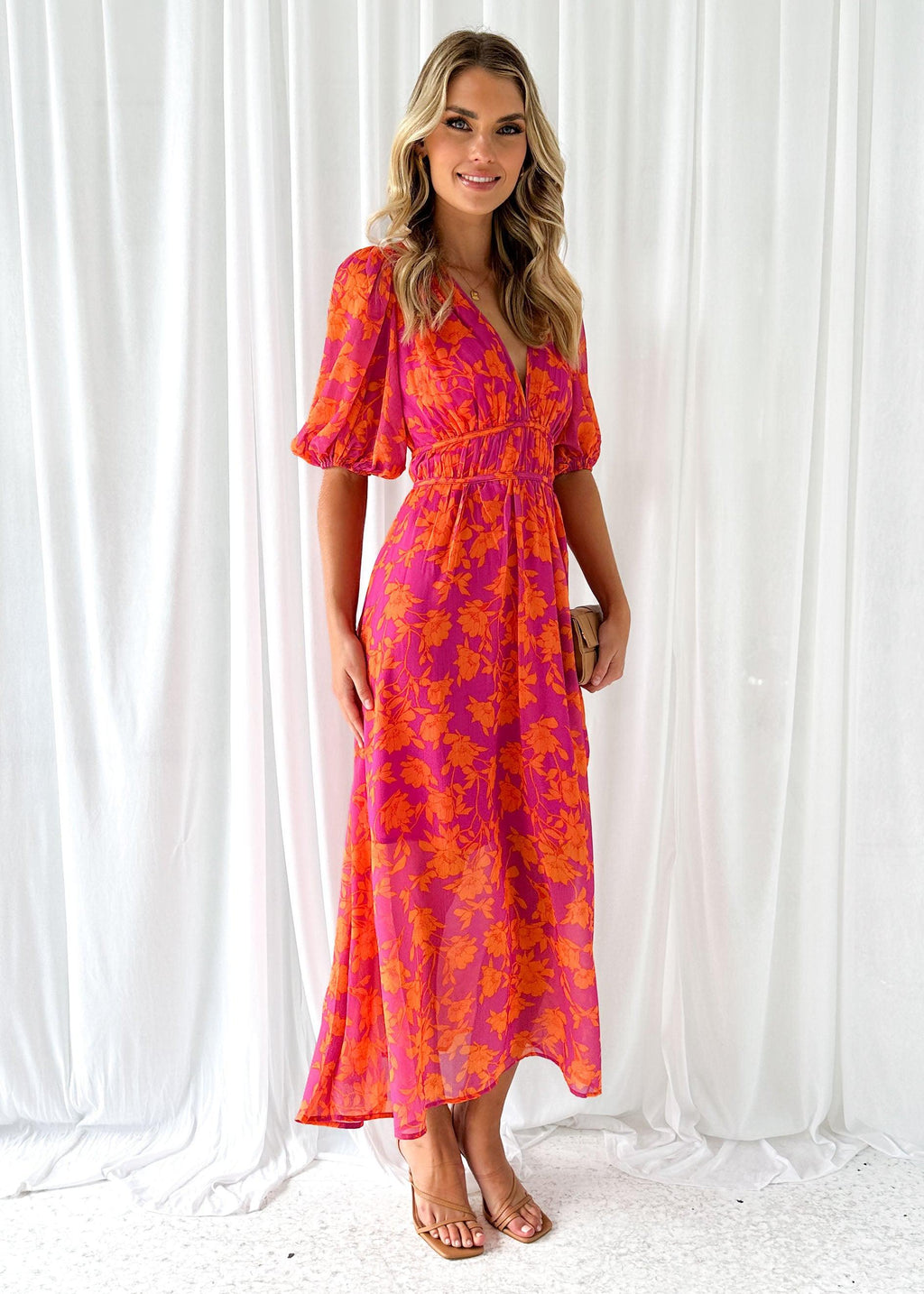 Robe Longue Femme Col En V Fluide Et Légèrement Extensible