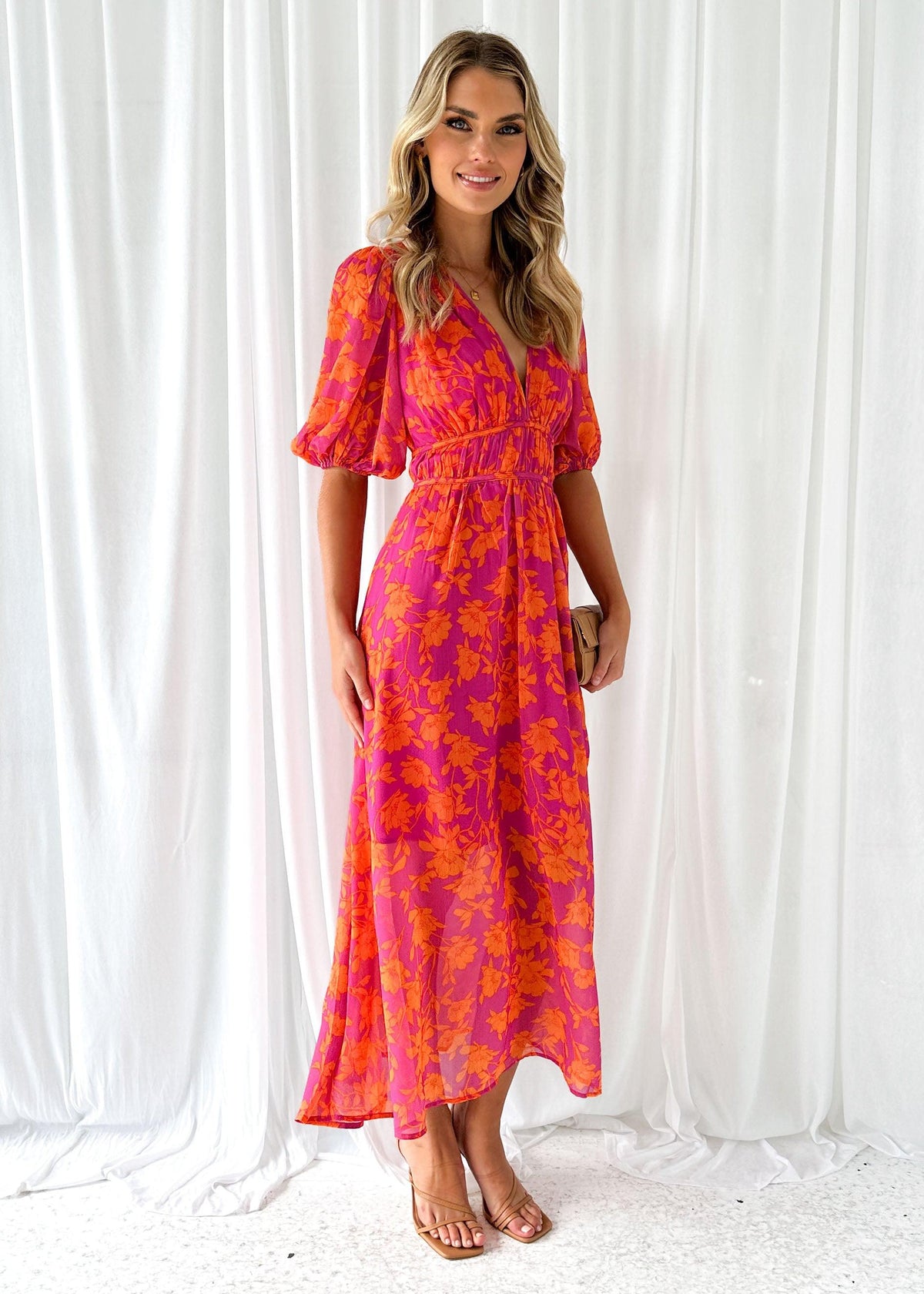 Robe Longue Femme Col En V Fluide Et Légèrement Extensible