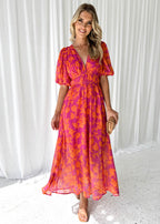 Robe Longue Femme Col En V Fluide Et Légèrement Extensible