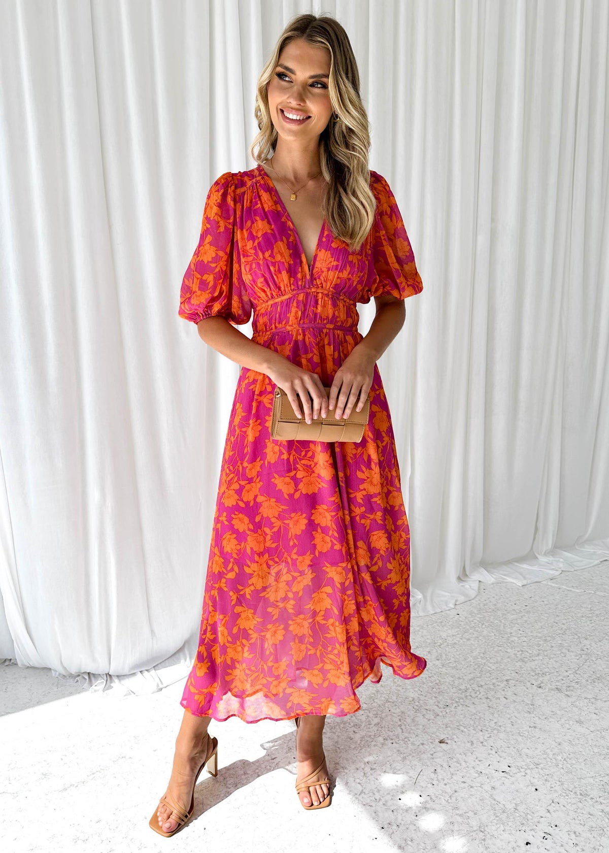 Robe Longue Femme Col En V Fluide Et Légèrement Extensible
