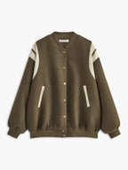 Blouson Universitaire Femme Oversize À Manches Contrastées