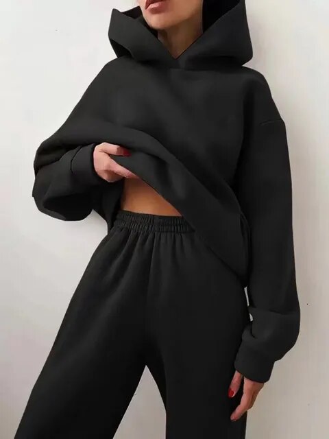 Ensemble Jogging Femme Hoodie Et Pantalon Confortable