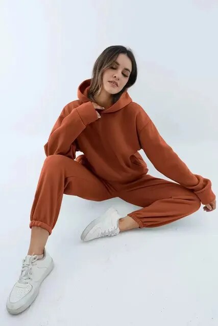 Ensemble Jogging Femme Hoodie Et Pantalon Confortable