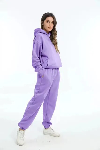 Ensemble Jogging Femme Hoodie Et Pantalon Confortable