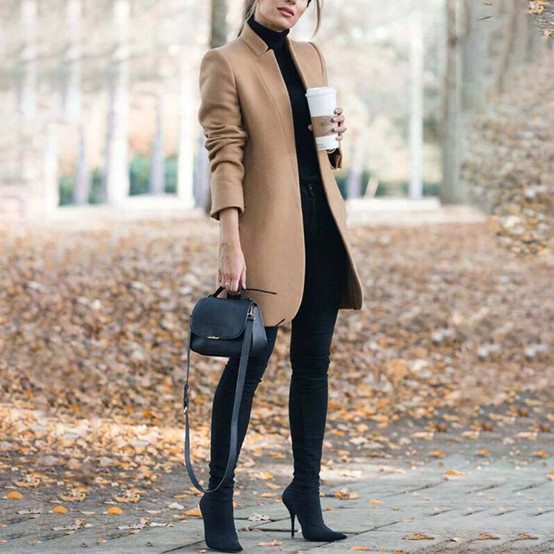 Manteau Long Femme Cintré Et Boutonné Mi-Saison