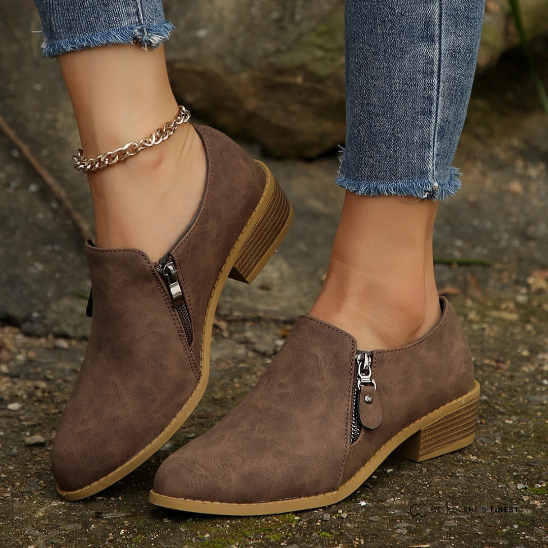 Bottines Femme À Fermeture Zippée Confortables Et Souples