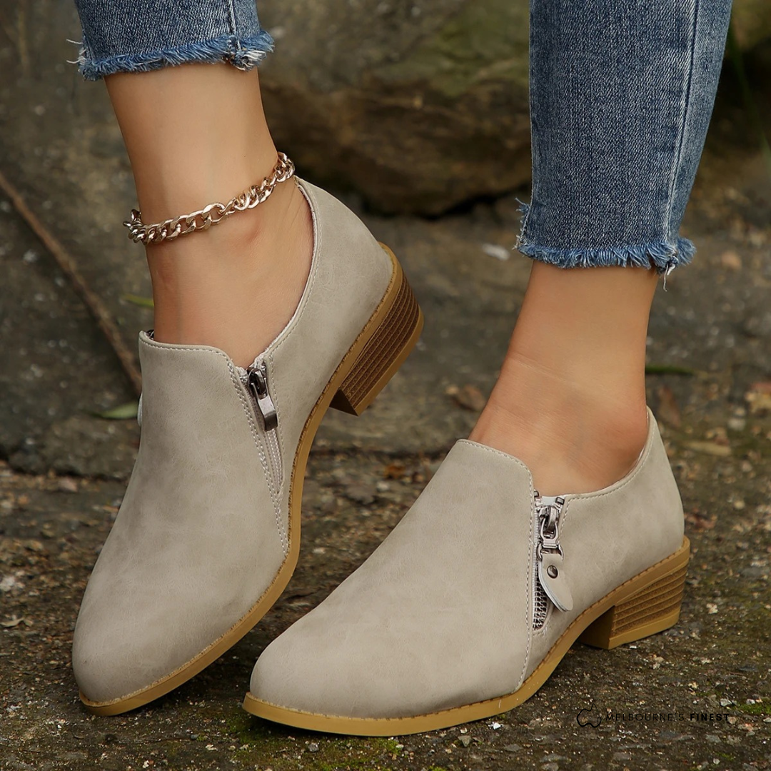 Bottines Femme À Fermeture Zippée Confortables Et Souples
