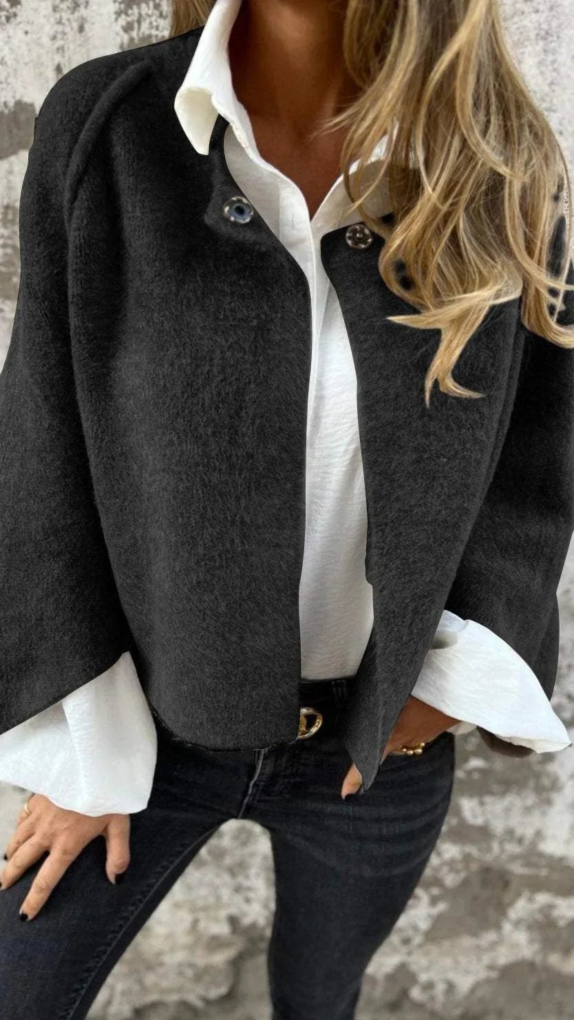 Cardigan d'automne en maille bouclée à coupe droite pour femme