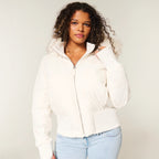 Manteau Femme Matelassé Court À Capuche Fourrure