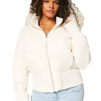 Manteau Femme Matelassé Court À Capuche Fourrure