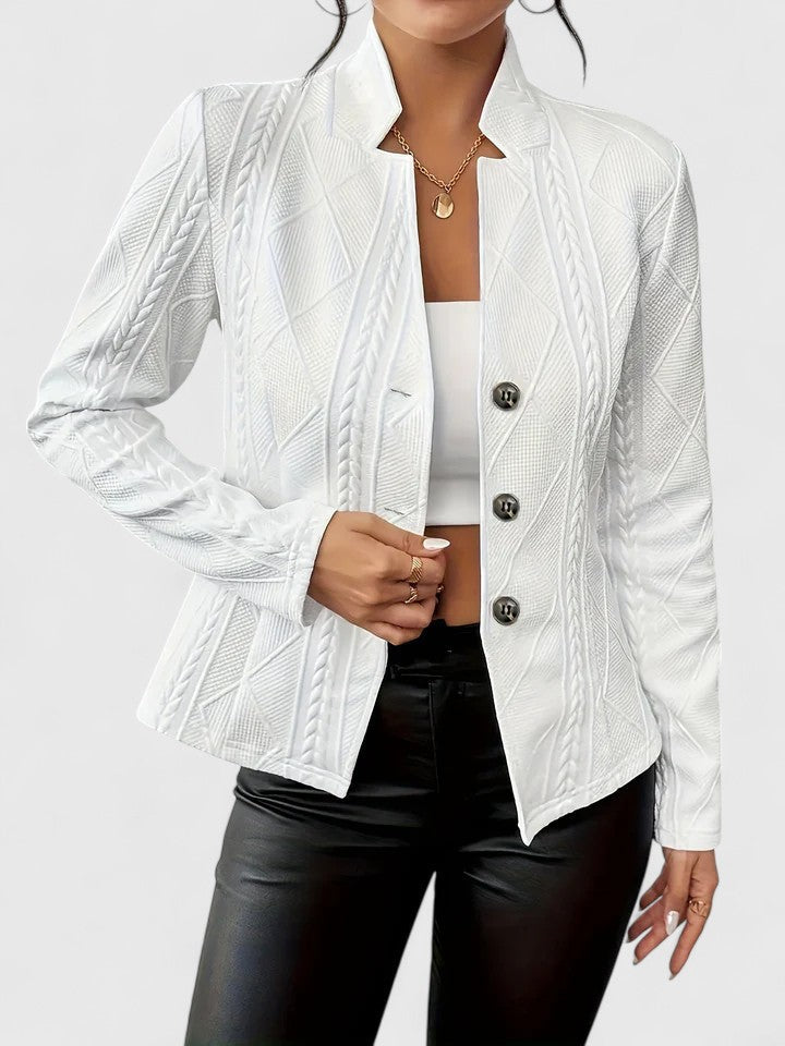 Veste structurée à texture géométrique et col montant pour femme