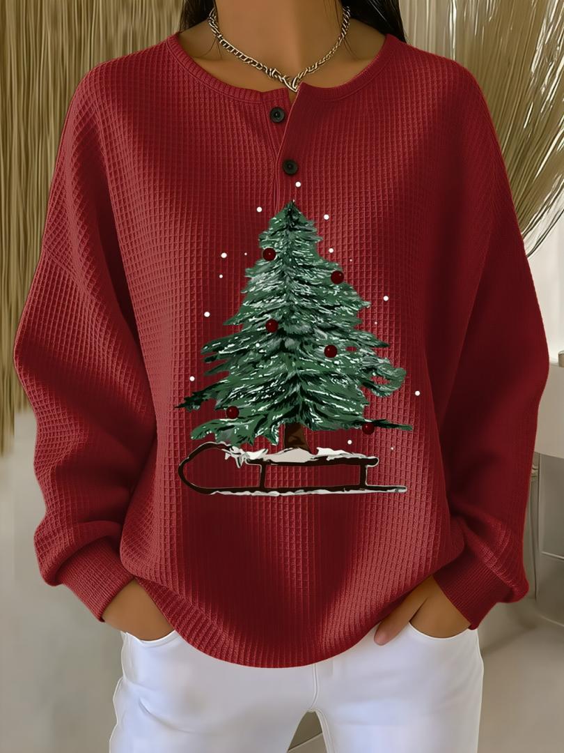 Pull Femme En Maille Gaufrée Épaisse Et Intérieur Brossé