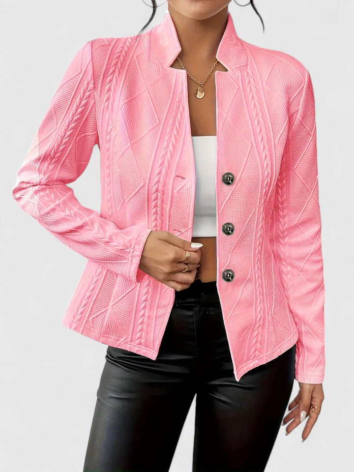 Veste structurée à texture géométrique et col montant pour femme