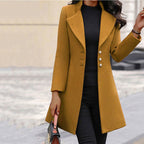 Manteau Femme En Laine Mélangée À Col Rabattu
