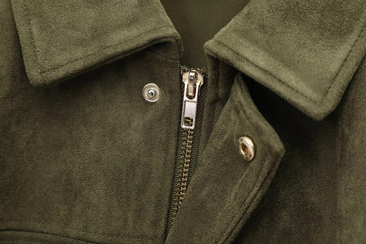 Veste Femme Oversize Effet Suédine À Col Classique