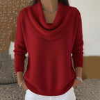 Pull Femme En Coton À Col Élégant Et Tombé Fluide