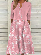 Robe Fleurie Femme Deux Pièces Avec Boléro Assorti