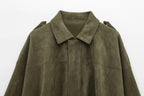 Veste Femme Oversize Effet Suédine À Col Classique