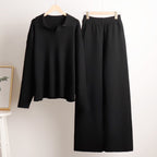 Ensemble Femme Deux Pièces Pantalon Large Et Pull Polo