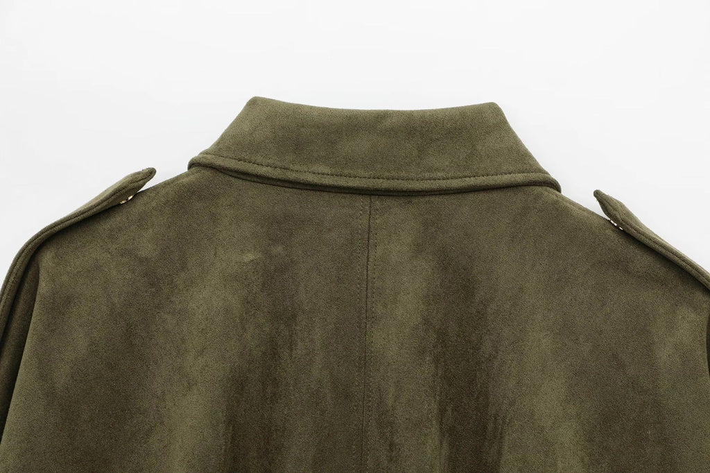 Veste Femme Oversize Effet Suédine À Col Classique