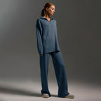 Ensemble Femme Deux Pièces Pantalon Large Et Pull Polo