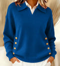 Pull Femme Col V En Mélange De Laine À Boutons Dorés