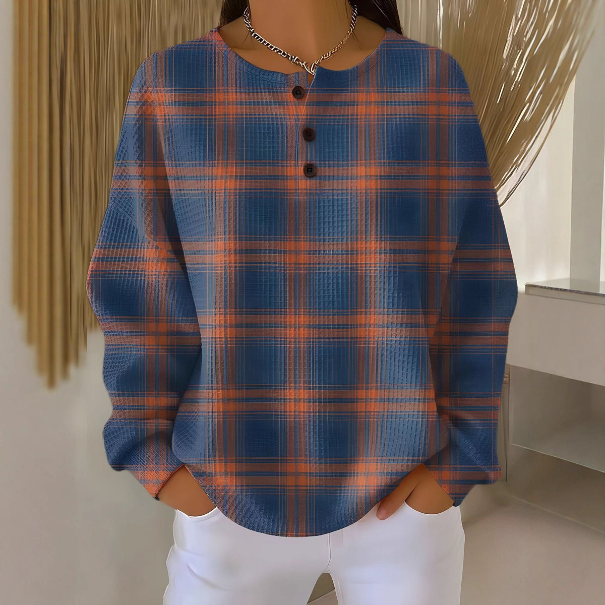 Pull Femme En Maille Gaufrée Épaisse Et Intérieur Brossé