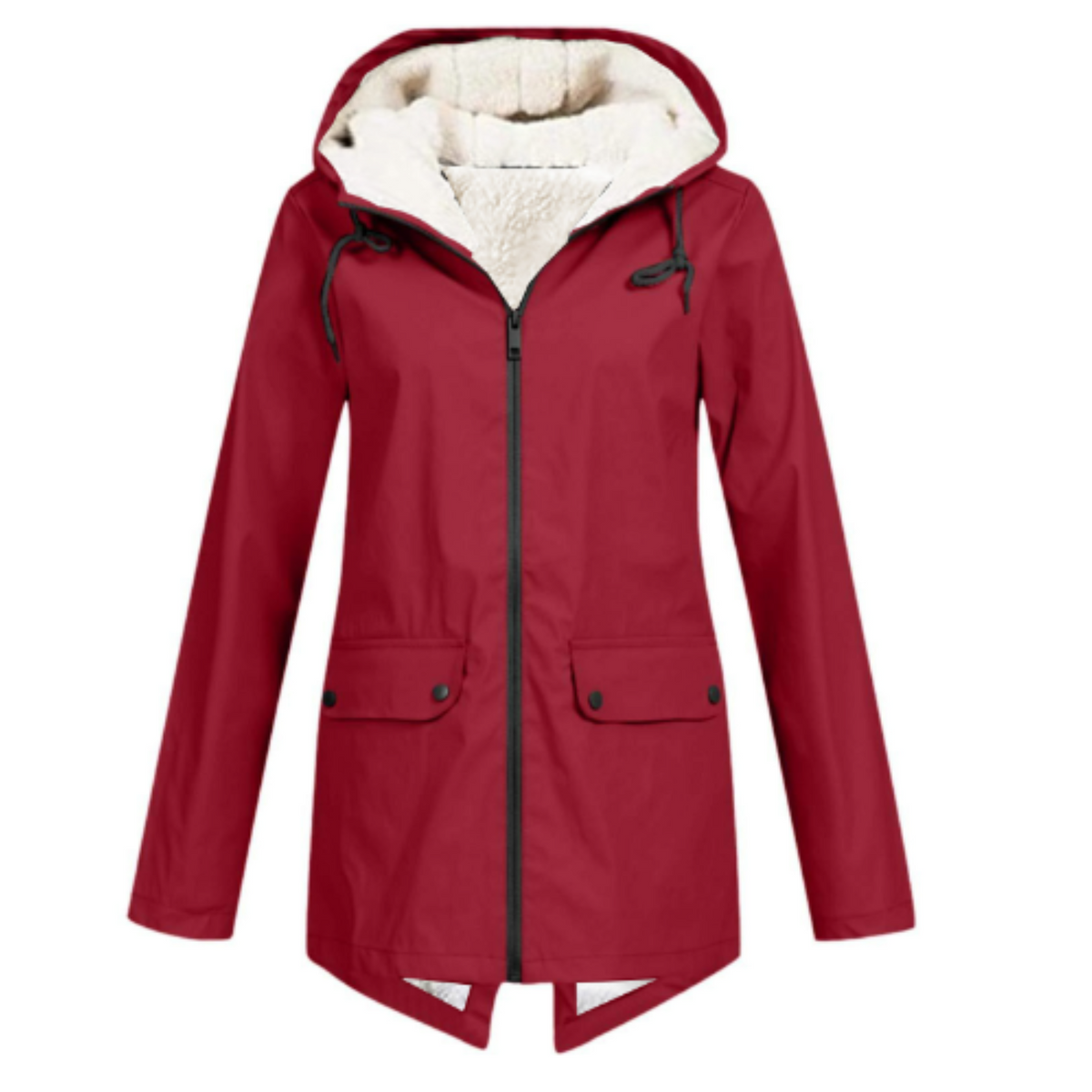 Parka Femme Longue Doublée Polaire Avec Capuche Et Poches