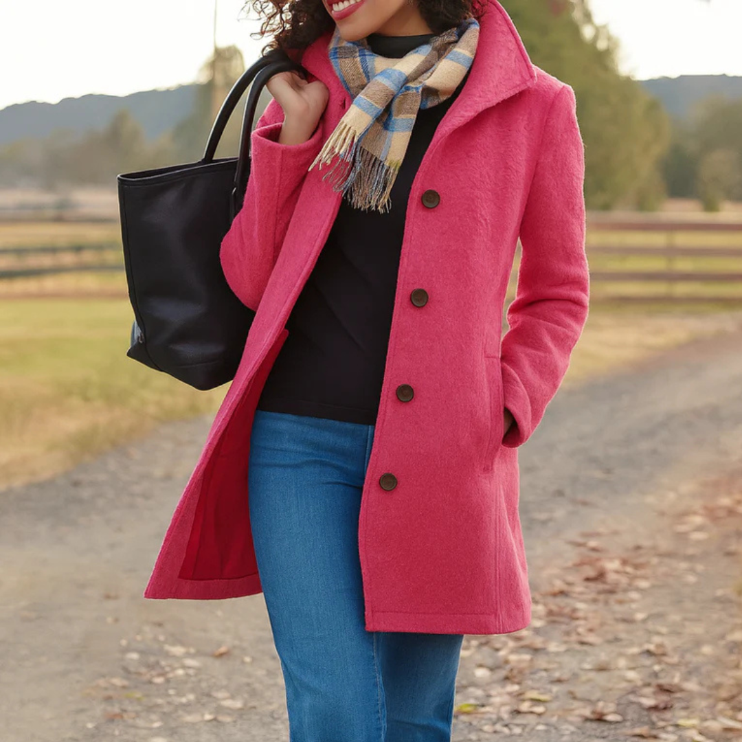 Manteau Femme Hiver À Coupe Droite Et Fermeture Boutons