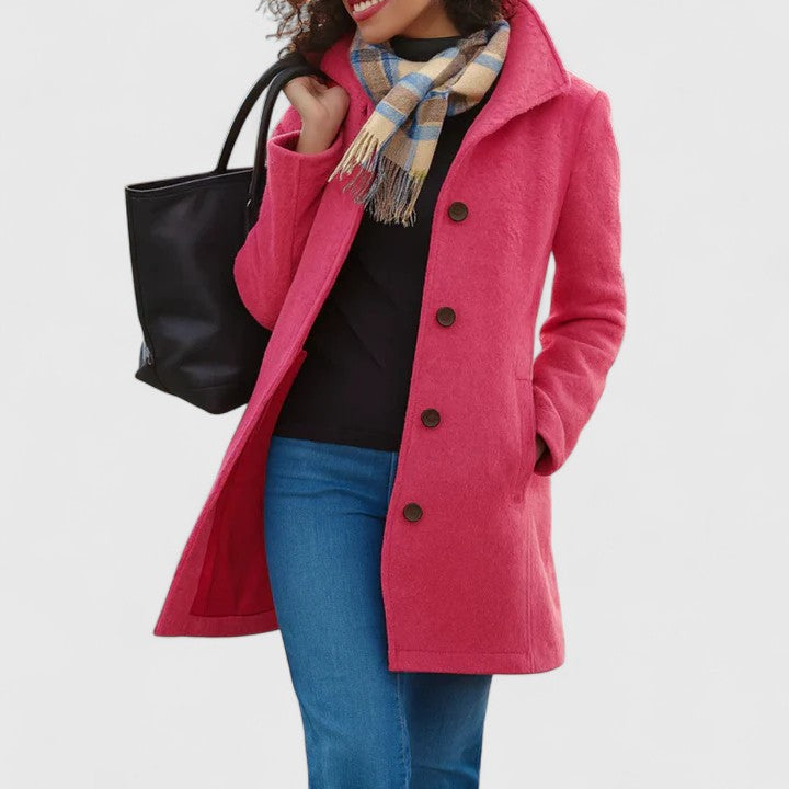 Manteau Long Femme Boutonné Coupe Décontractée