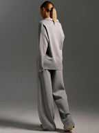 Ensemble Femme Deux Pièces Pantalon Large Et Pull Polo