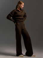 Ensemble Femme Deux Pièces Pantalon Large Et Pull Polo