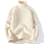 Pull Homme Chaud À Col Roulé En Maille Épaisse