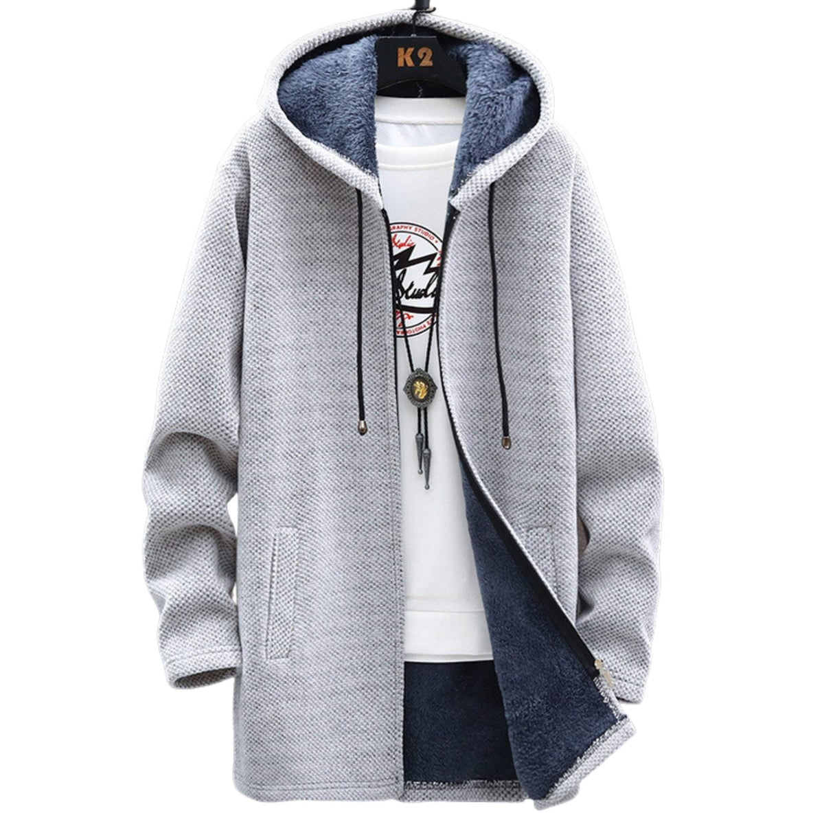 Sweat long zippé à capuche ajustable pour femme